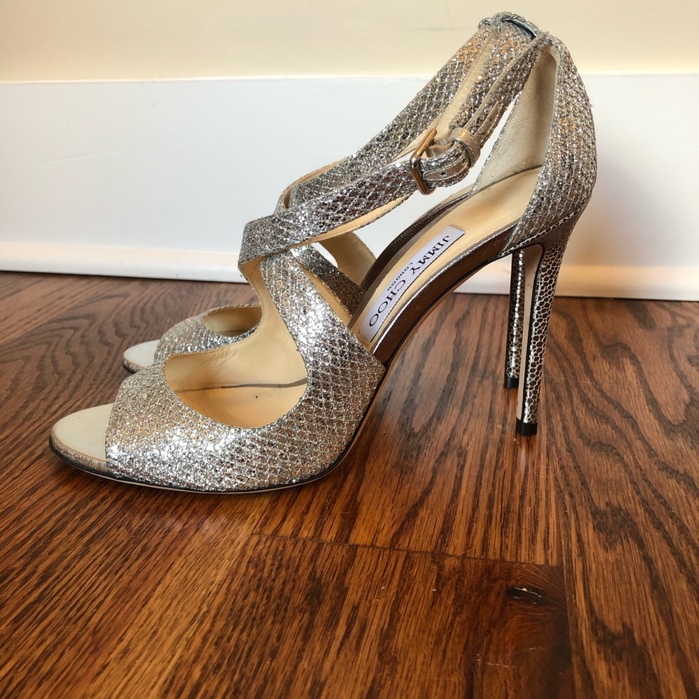 Jimmy Choo Emily 100mm Glitter Sandal - Picture 3 of 3